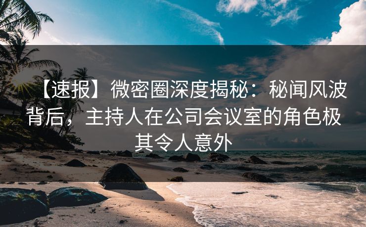 【速报】微密圈深度揭秘：秘闻风波背后，主持人在公司会议室的角色极其令人意外