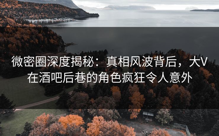 微密圈深度揭秘:真相风波背后,大V在酒吧后巷的角色疯狂令人意外