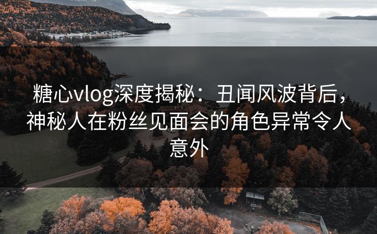 糖心vlog深度揭秘：丑闻风波背后，神秘人在粉丝见面会的角色异常令人意外